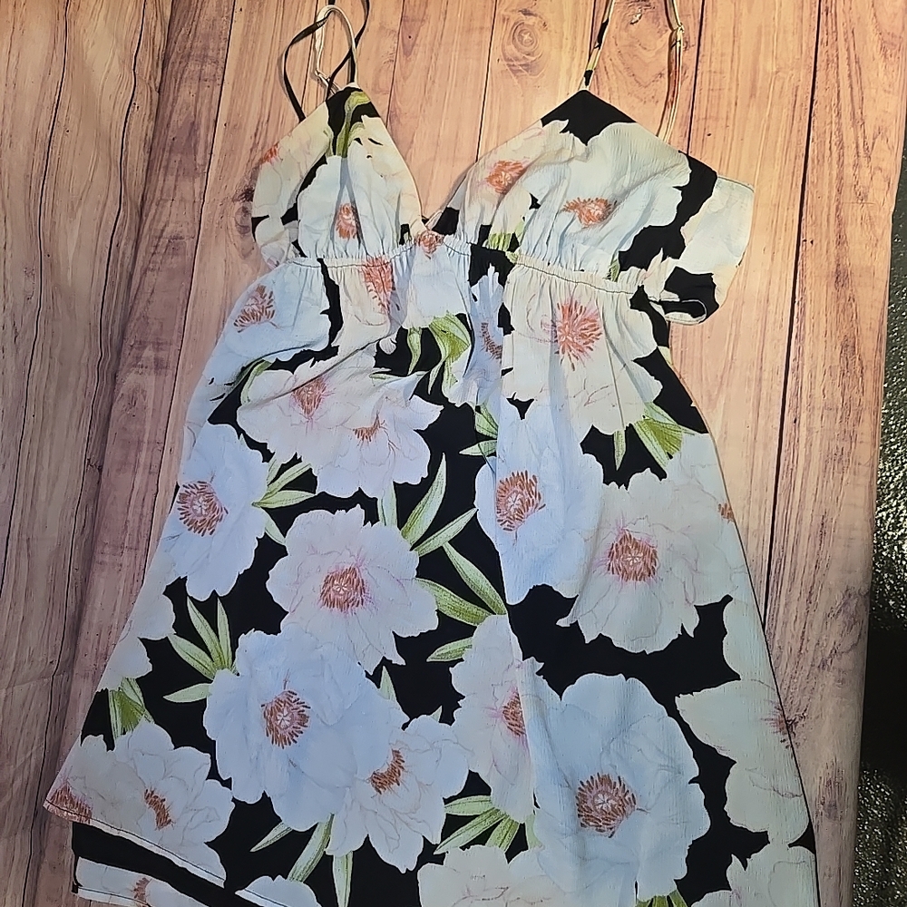 Floral Kids Dress in Black and White